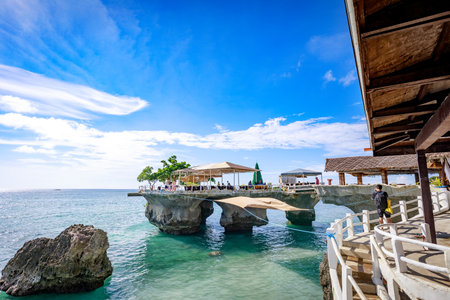 Boracay, Philippines - Nov 18, 2017 : West Cove Resort surrounding tropical sea, which is famous landmark in Boracay Island in the Philippineのeditorial素材