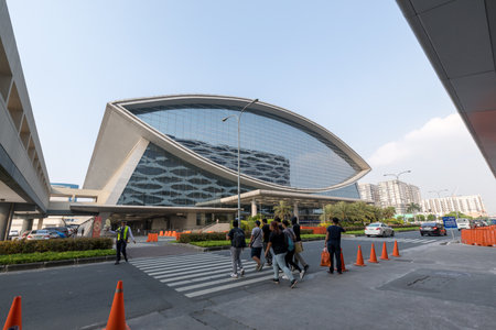Manila, Philippines - Feb 10, 2018 : Mall of Asia Arena facade. it is an indoor arena within the SM Mall of Asia complex in Pasay, Manila, Philippinesのeditorial素材