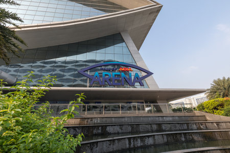 Manila, Philippines - Feb 10, 2018 : Mall of Asia Arena facade. it is an indoor arena within the SM Mall of Asia complex in Pasay, Manila, Philippinesのeditorial素材