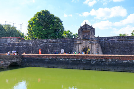 Manila, Philippines - Feb 17, 2018 : Fort Santiago, Intramuros district of Manila, Philippines. Fort Santiago is a citadel which was first built by Spanish conquistador for the new established city of Manila.のeditorial素材