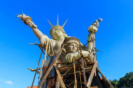 Manila, Philippines - Feb 17, 2018 : Lady Liberty sculpture at Spanish colonial Fort Santiago in Manila, Philippinesのeditorial素材
