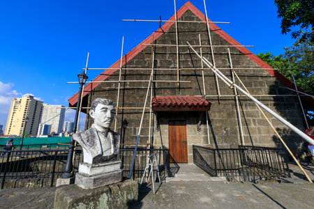 Manila, Philippines - Feb 17, 2018 : Jose Rizal sculpture at Spanish colonial Fort Santiago in Manila, Philippinesのeditorial素材