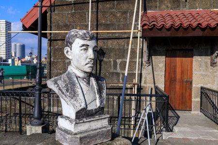 Manila, Philippines - Feb 17, 2018 : Jose Rizal sculpture at Spanish colonial Fort Santiago in Manila, Philippinesのeditorial素材