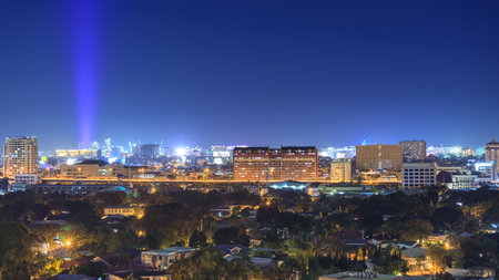 Manila, Philippines - Feb 25, 2018 : Night view of Manila, view from Makati district, Philippinesのeditorial素材