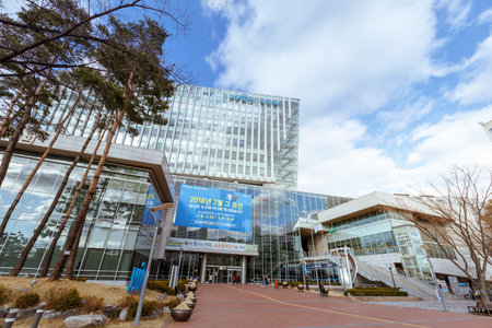 Seoul, South Korea - March 4, 2018 : The building of Mapo-gu office in Sangam-dong, Seoul cityのeditorial素材