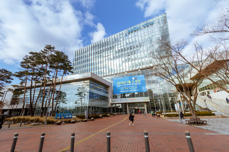 Seoul, South Korea - March 4, 2018 : The building of Mapo-gu office in Sangam-dong, Seoul cityのeditorial素材