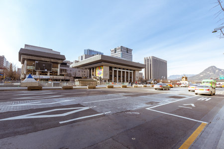 Seoul, South Korea - March 3, 2018 : Sejong Center for the Performing Arts, Seoul Korea. It is located in front of Gwanghwamun Gate in Jung-gu, Seoul. It was completed in 1978 and is serving as a hub of Korean performing arts.のeditorial素材