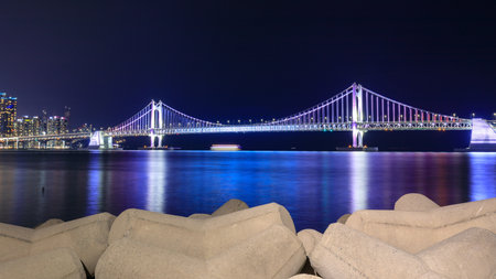 Gwangan Bridge in Busan City, South Koreaのeditorial素材