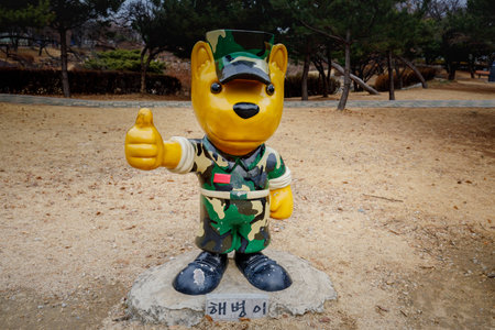 Seoul, South Korea - March 19, 2018 : Soldier character sculpture in Seoul National Cemeteryのeditorial素材