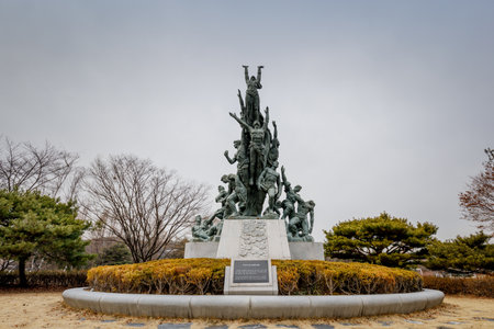 Seoul, South Korea - March 19, 2018 : Memorial statue at Seoul National Cemetery in Dongjak-gu, Seoul, South Koreaのeditorial素材