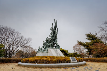 Seoul, South Korea - March 19, 2018 : Memorial statue at Seoul National Cemetery in Dongjak-gu, Seoul, South Koreaのeditorial素材