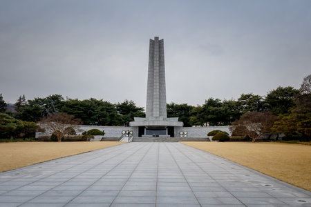 Seoul, South Korea - March 19, 2018 : Memorial tower in Seoul National Cemeteryのeditorial素材