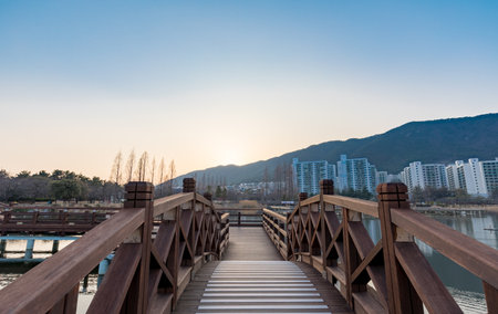 Gimhae Yeonji Park at winterの写真素材