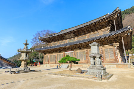 Gurye, South Korea - March 26, 2018 : Scenery of Hwaeomsa Temple, which is the ancient Korean buddhist temple in Jirisan National Parkのeditorial素材
