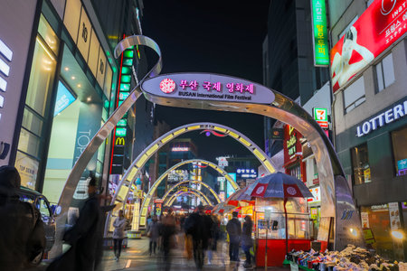 Busan, South Korea - March 24, 2018 : Busan International Film Festival(BIFF) Square in Busan, South Koreaのeditorial素材