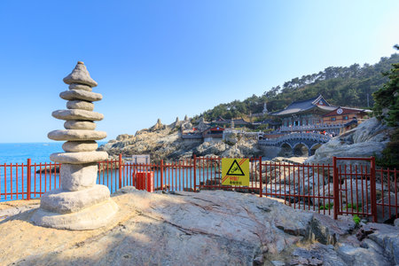 Busan, South Korea - March 27, 2018 : Haedong yonggungsa seaside temple in Busan, South koreaのeditorial素材