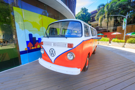 Boracay, Philippines - Nov 18, 2017 : Vintage Volkswagen car at Station X mall in Boracay
