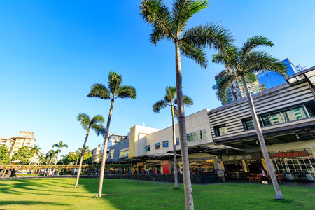 Manila, Philippines - Feb 24, 2018 : Scenery of Bonifacio High street, which is the Famous shopping streetのeditorial素材