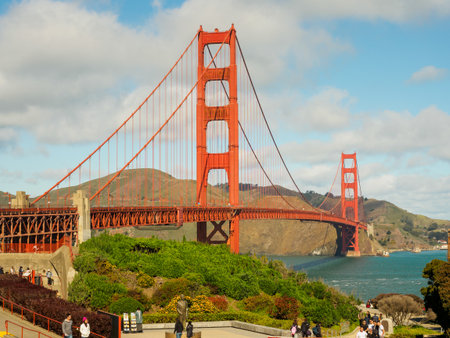 San Francisco, California - Feb 17, 2018 : A beautiful view of the Golden Gate Bridge