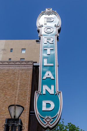 Historic downtown Portland Oregon Signのeditorial素材