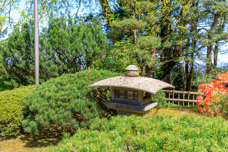 Portland, Oregon, USA - April 26, 2018 : Beautiful Japanese Garden in Portland at spring seasonのeditorial素材