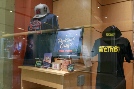 Portland, Oregon, USA - April 27, 2018 : Portland Souvenir Products at Made In Oregon shop at Pioneer Place, Shopping Mallのeditorial素材