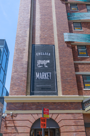Manhattan, New York City - May 10, 2018 : NYC Landmark Chelsea Market. Built in the former National Biscuit Company factory, Chelsea Market is a popular indoor market, eatery and mall.のeditorial素材