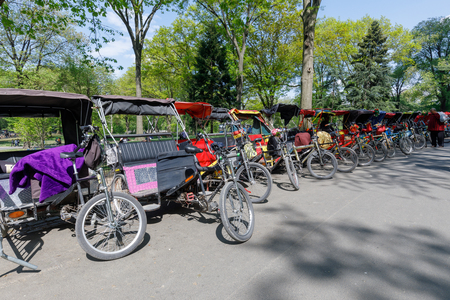 New York, USA - May 8, 2018 : Pedicab carriage at Central Park in Manhattan, NYCのeditorial素材