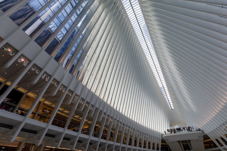 Manhattan, New York City - May 10, 2018 : Westfield World Trade Center Mall in Lower Manhattan
