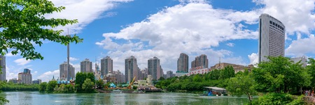 Seoul, South Korea - July 3, 2018 : Lotte World amusement theme park around Seokchon lake, a major tourist attraction in Seoul, South Korea.のeditorial素材