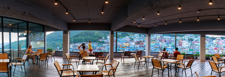 Busan, South Korea - Aug 4, 2018 : Gamcheon Culture Village scene located in Busan city of South Koreaのeditorial素材