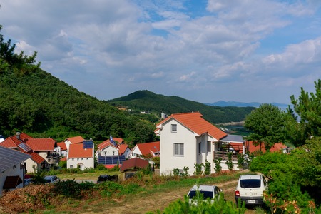 Namhae, South Korea - July 29, 2018 : Namhae German Village scene, tourist attraction in Namhae county, Gyeongsangnam-doのeditorial素材