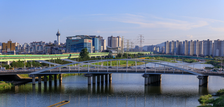Yangsan, South Korea - Aug 2, 2018 : Yeongdaegyo bridge in Yangsan cityのeditorial素材