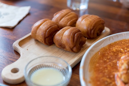 singapore chili crab with fried mantouの写真素材