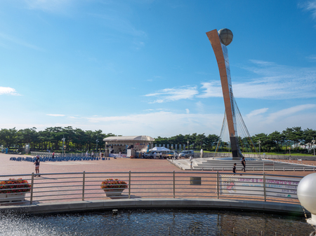Daegu, South Korea - Aug 19, 2018 : Daegu Stadium, formerly named Daegu World Cup Stadium at summer seasonのeditorial素材