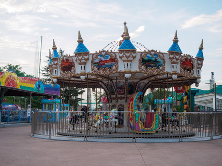 Daegu, South Korea - Aug 19, 2018 : Hillcrest (Hub Hills), Eco theme park featuring gardens, kids' rides & an adventure area with zip-lining & rock-climbing.のeditorial素材