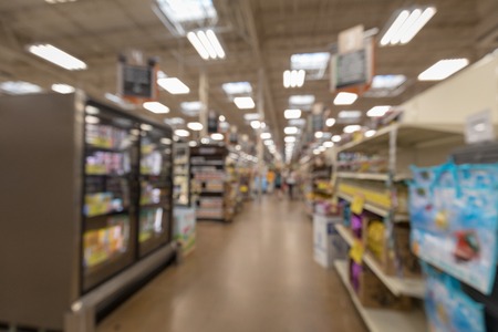 Abstract blur in supermarket for background with bokehのeditorial素材