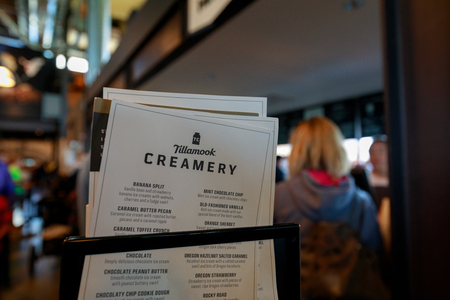 Tillamook, Oregon - Sep 3, 2018 : Menu paper of Tillamook Cheese Factoryのeditorial素材