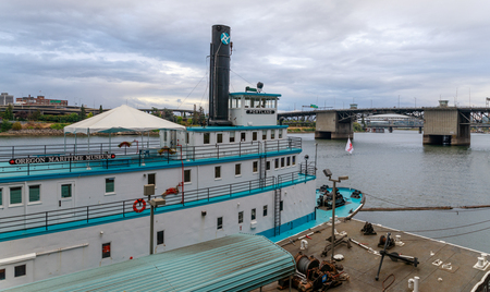 Portland, Oregon - Sep 16, 2018 : Oregon Maritime Museum on the Willamette River in Portland cityのeditorial素材