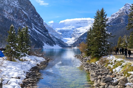 Alberta, Canada - October 7, 2018 : Lake Louise with rocky mountain in Banff national parkのeditorial素材