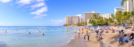 Honolulu, Hawaii - Dec 23, 2018 : Waikiki beach in Honolulu, best known for white sand and surfingのeditorial素材
