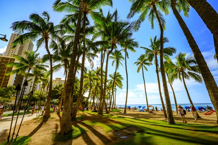 Honolulu, Hawaii - Dec 25, 2018 : Oahu Waikiki Beach, Honolulu