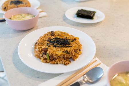 Kimchi fried rice, Homemade Korean foodの写真素材