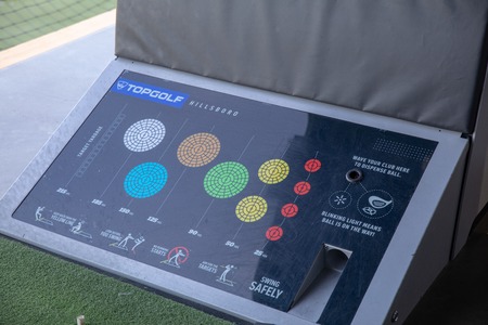 Hillsboro, Oregon - May 11, 2019 : TopGolf, Entertainment venue with swanky lounge with drinks &...