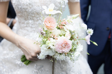 Gorgeous bride in a beautiful dress. wedding day.の写真素材