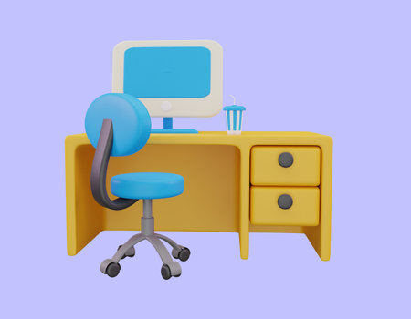 home workspace, study or frelancer 3dの写真素材