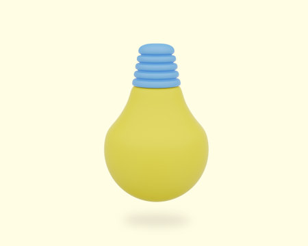 Light bulb isolated on white background. 3d illustration. Minimal style.の写真素材