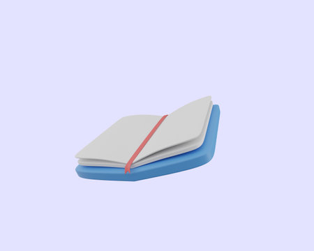 Book isolated on blue background. 3d rendering. Computer digital drawing.の写真素材