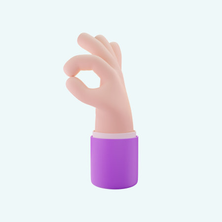 Hand showing OK sign. 3d vector illustration in cartoon style.の写真素材