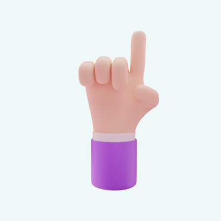 3d render of hand showing middle finger. illustration isolated on white background.の写真素材